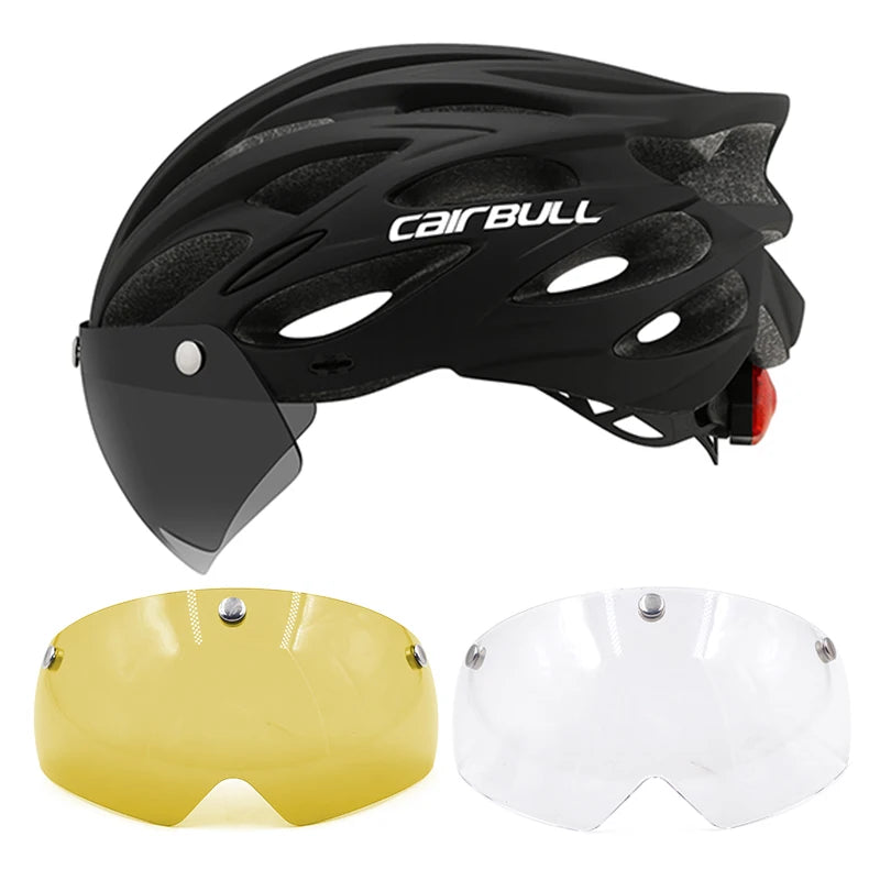 Adjustable Cycling Helmet – LED Light Visor for Road and Mountain Bike