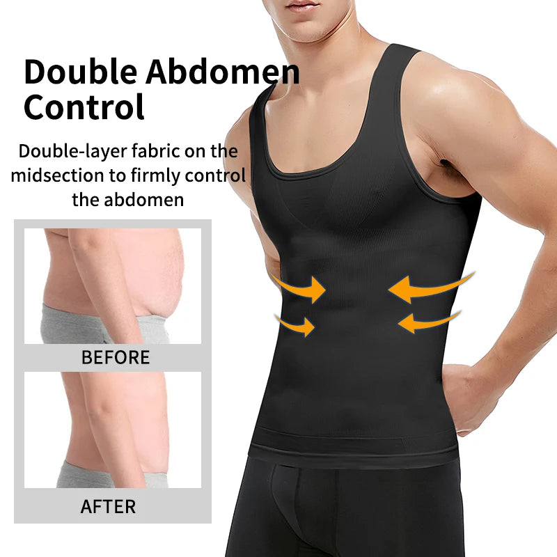 Compression Tank Top – Abdomen Slimming Body Shaper for Gynecomastia Support