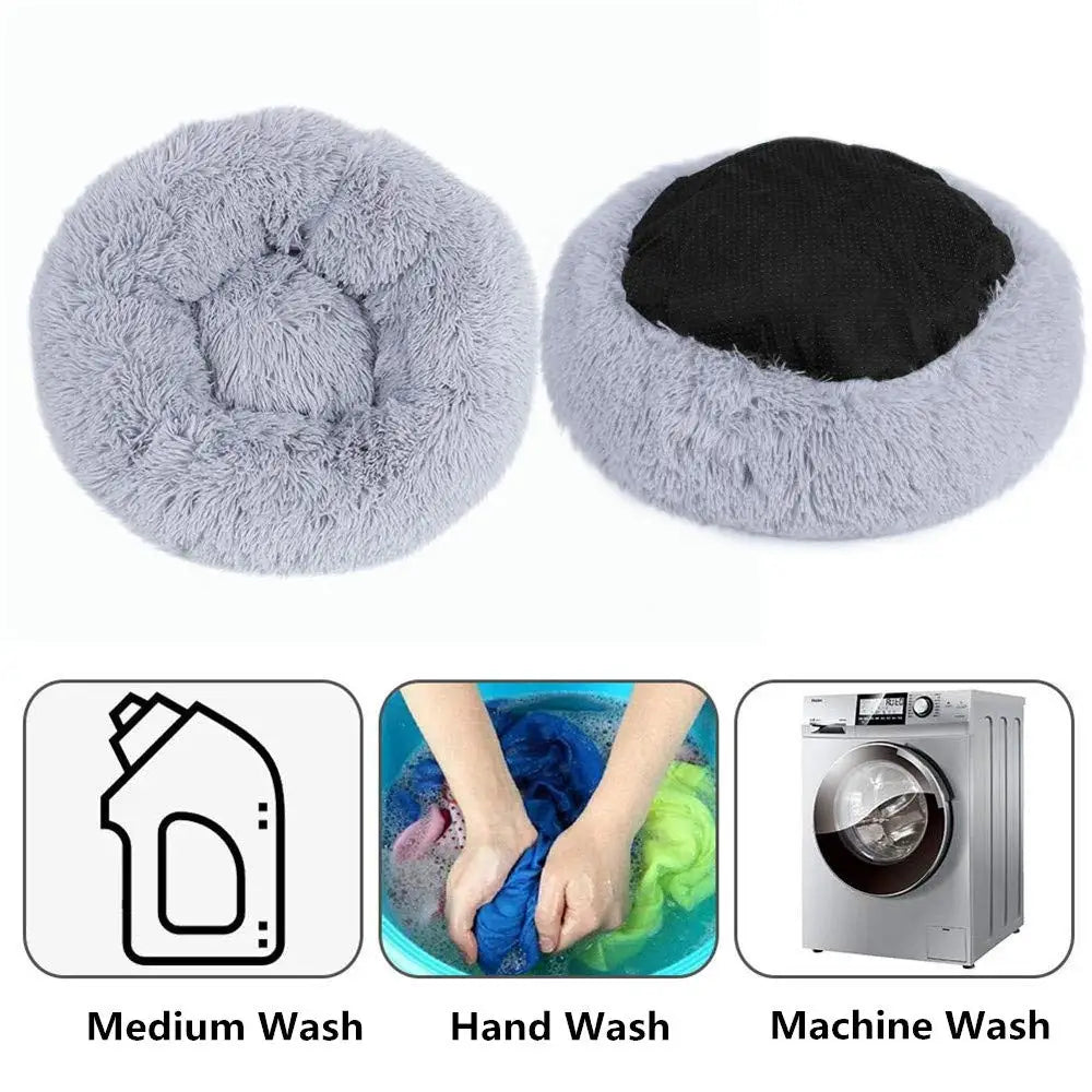 Round Plush Pet Bed – Soft Warm Dog House for Large and Medium Pets