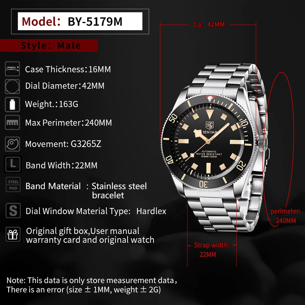 Automatic Mechanical Wristwatch – Stainless Steel for Business Men