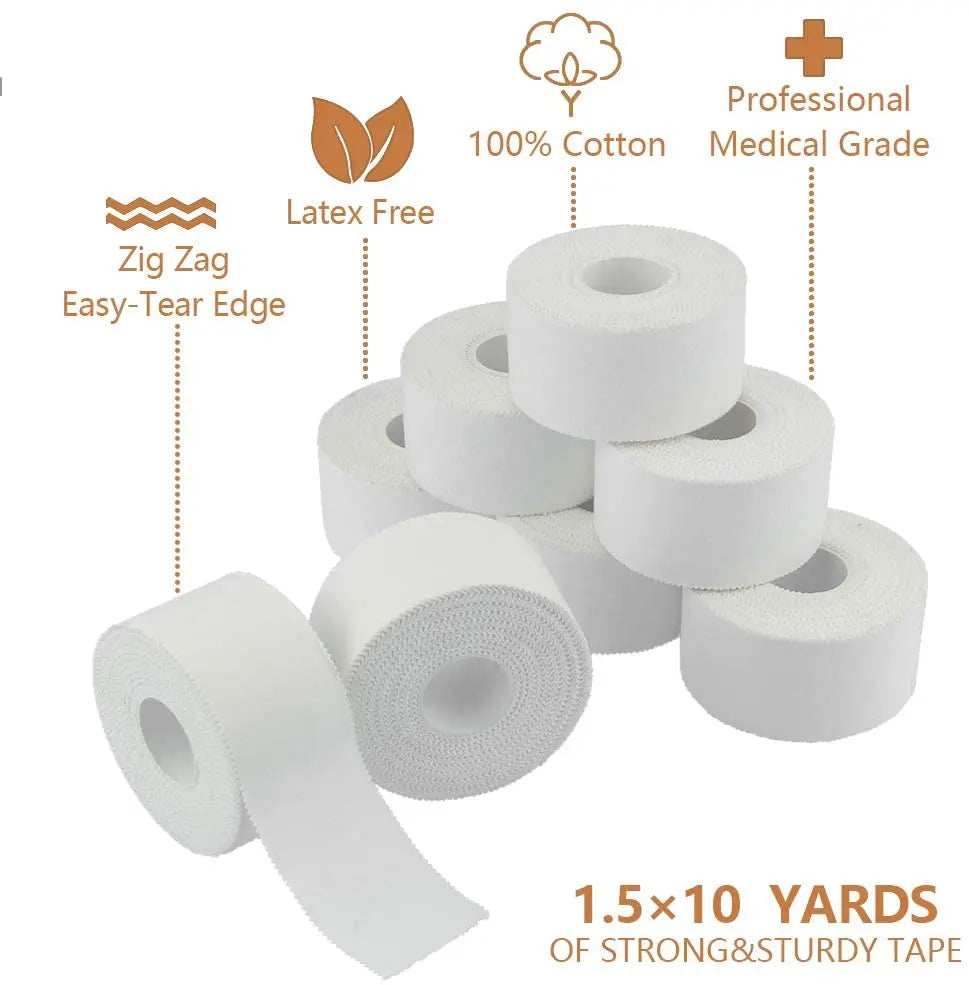 White Cotton Athletic Tape – Adhesive Sport Bandage for Muscle Support