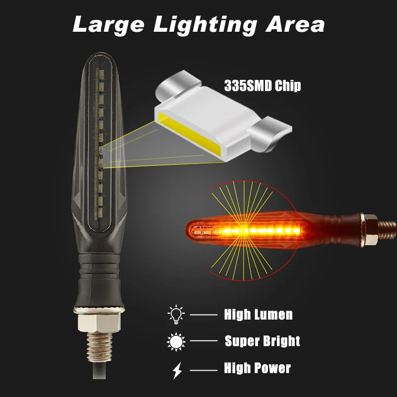 LED Motorcycle Turn Signals – 335SMD Built-in Relay Indicators for Bikes