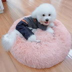100cm Plush Donut Pet Bed – Calming Round Mat for Large Dogs and Cats