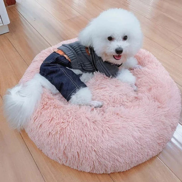 100cm Plush Donut Pet Bed – Calming Round Mat for Large Dogs and Cats