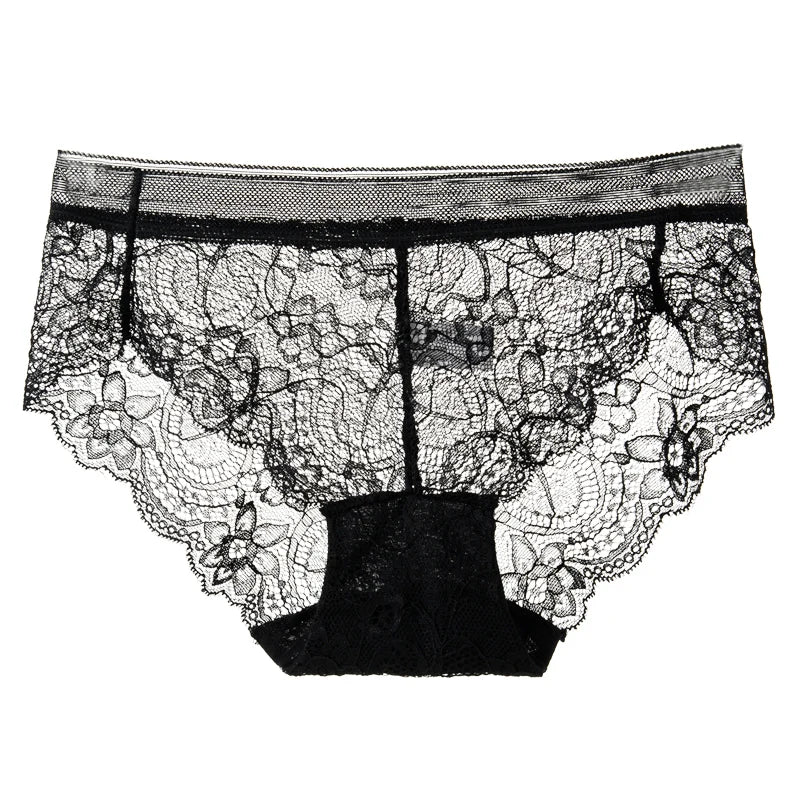 Seamless Lace Thong Panties – Low-Rise Cotton Crotch Lingerie for Women