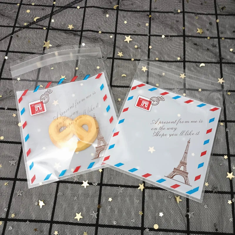Self-Adhesive Bow-Knot Cookie Bags – 10x10cm Plastic Packaging for Parties