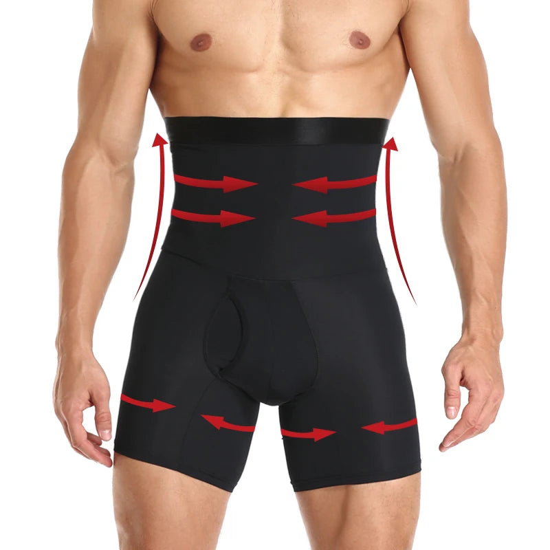 High Waist Compression Shorts – Tummy Control Body Shaper for Men