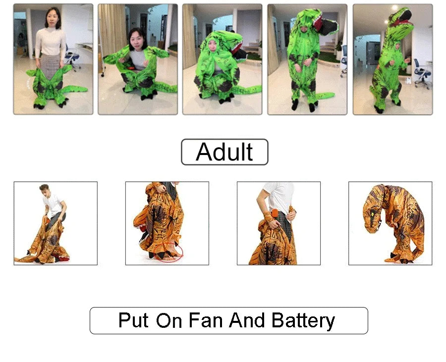 Inflatable T-Rex Costume – Dinosaur Mascot Suit for Kids and Adults