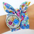 Fabric Wristwatch – Silver Quartz Analog Timepiece for Women