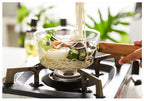 Glass Milk Pot with Wooden Handle – Heat Resistant Cookware for Kitchen Use