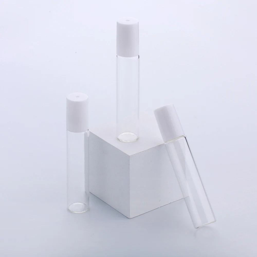 Glass Roll-On Vials – 10ml Transparent Essential Oil Bottles for Aromatherapy