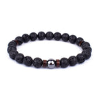 Lava Stone and Wood Bead Bracelet – 8mm Tibetan Buddha Jewelry for Men and Women