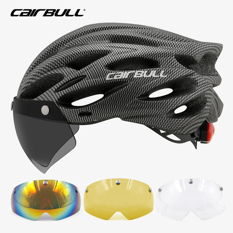 Adjustable Cycling Helmet – LED Light Visor for Road and Mountain Bike