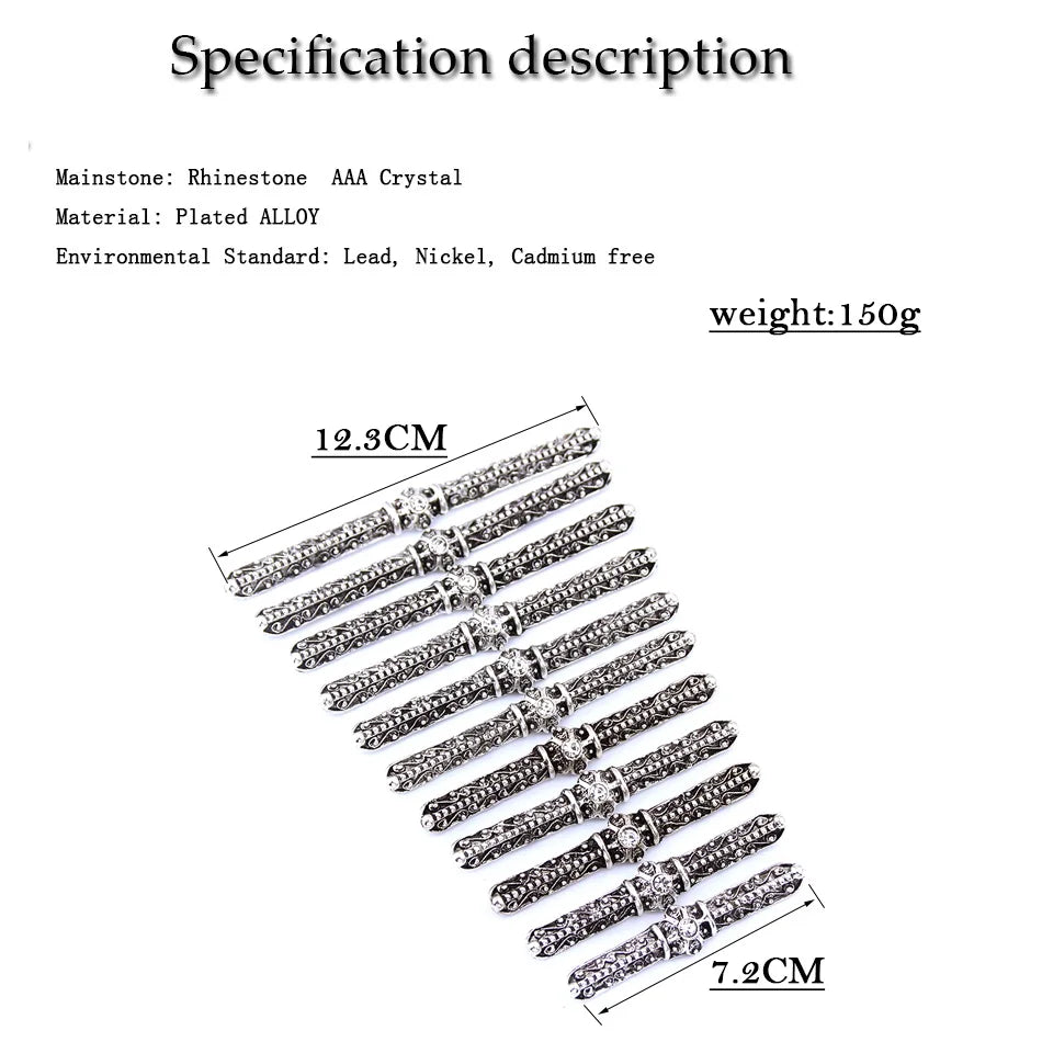Silver rhinestone crystal alloy decorative bars, 12.3cm by 7.2cm, jewelry accessory