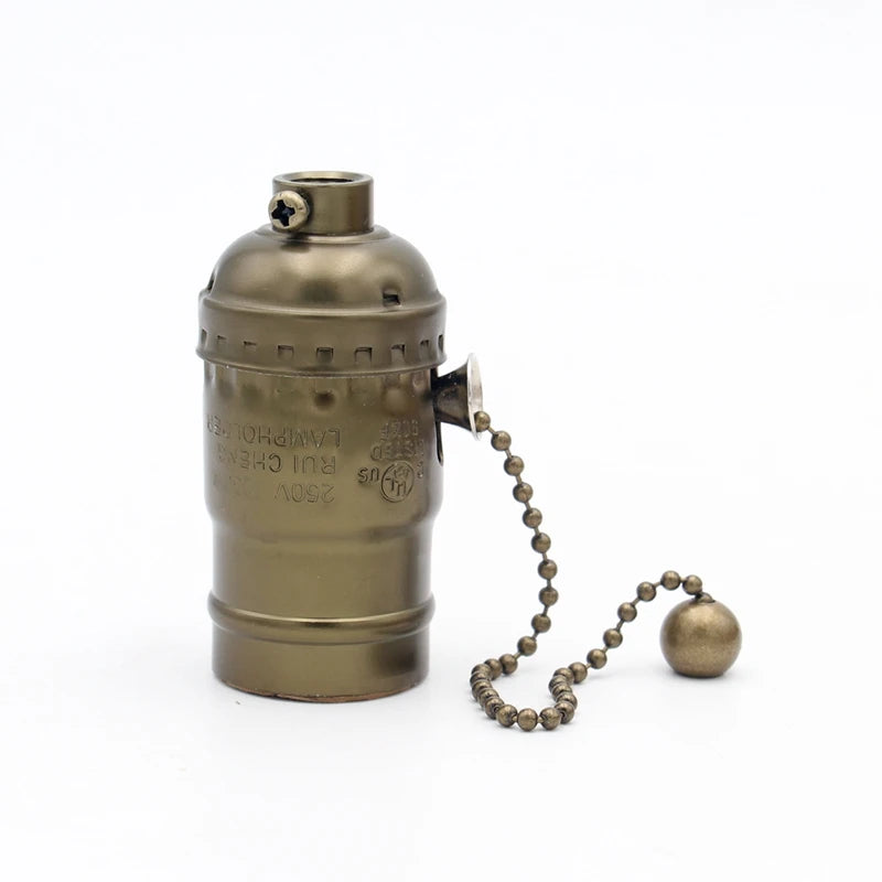 Vintage E26 E27 Lamp Socket – Pull Chain and Knob Switch for Lighting Fixtures