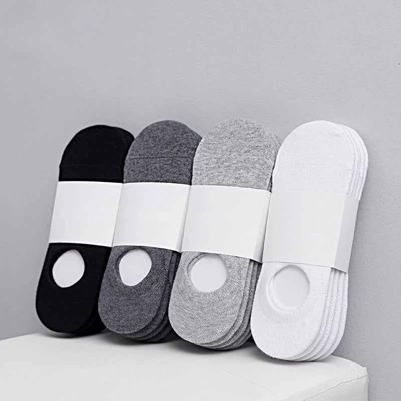 Invisible Cotton Boat Socks – Non-Slip Silicone Ankle Liners for Men