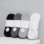 Invisible Cotton Boat Socks – Non-Slip Silicone Ankle Liners for Men
