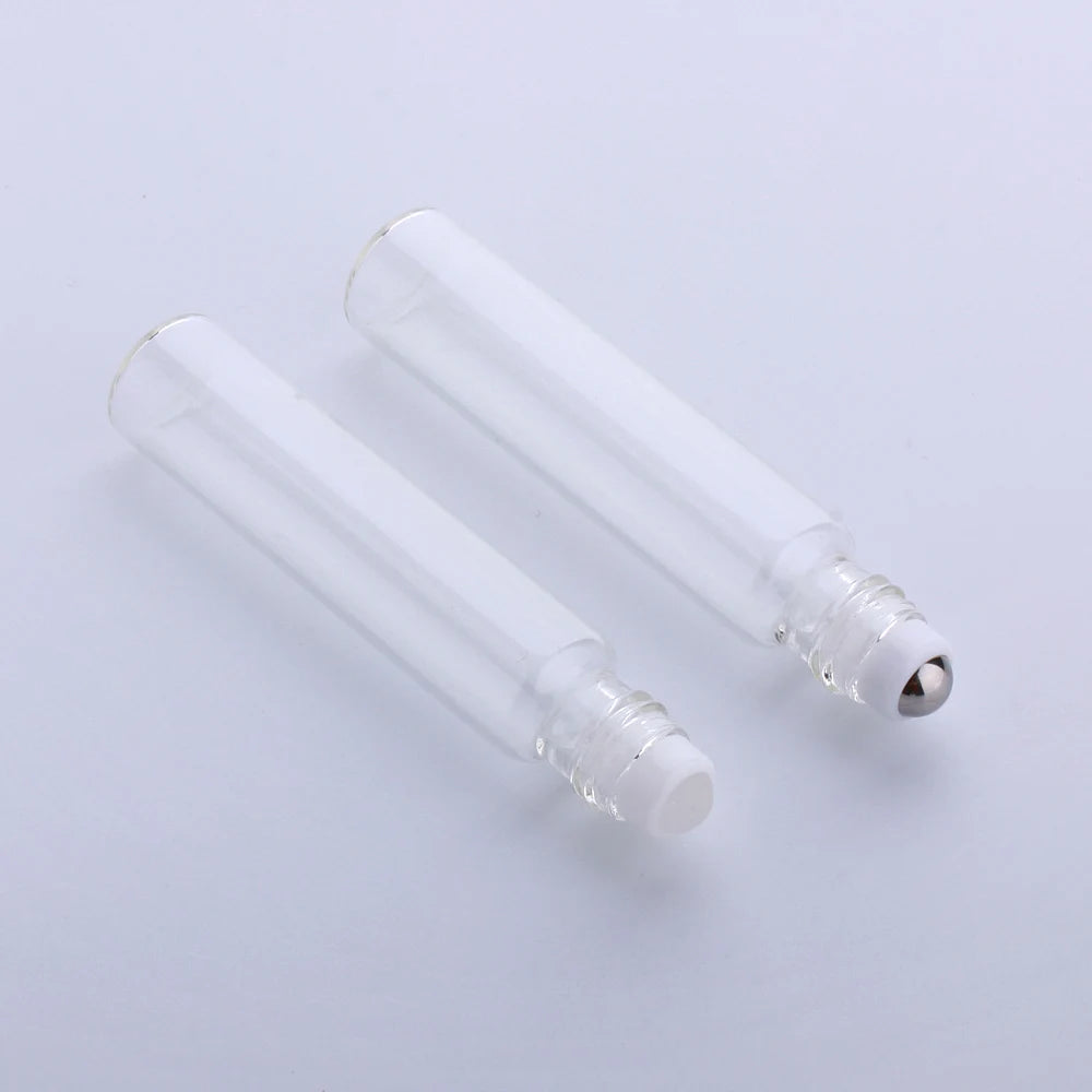 Glass Roll-On Vials – 10ml Transparent Essential Oil Bottles for Aromatherapy
