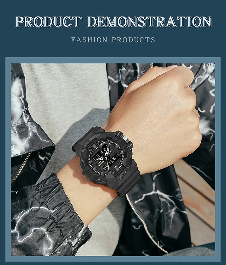 Digital Sports Watch – Waterproof LED Military Timepiece for Outdoor Men