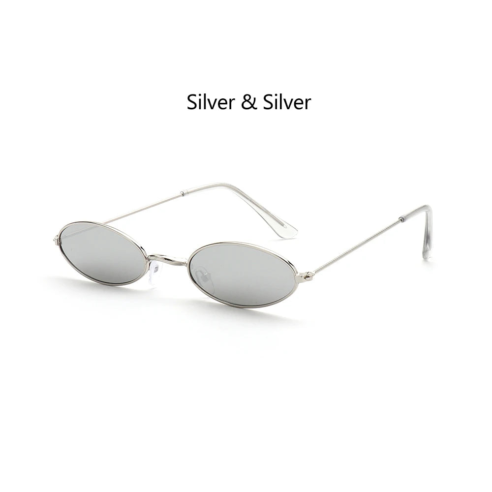 Retro Small Oval Sunglasses – UV400 Gradient Mirror Shades for Festival Wear