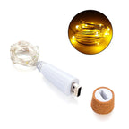 USB Rechargeable Cork Fairy Lights – 2m 20 LED String Lamp for Home Decor