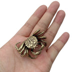 Solid Brass Crab Figurine – Antique Bronze Tea Pet for Home Decoration