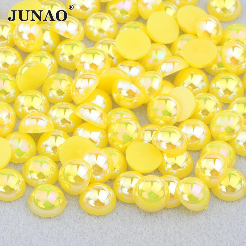 White AB Flatback Pearls – Assorted Size Beads for DIY Crafts and Jewelry
