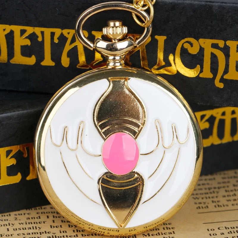 Red Sakura Pocket Watch – Vintage Anime Cosplay Accessory for Women