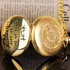 Golden Quartz Pocket Watch – I Love You Engraved Gift for Anniversary
