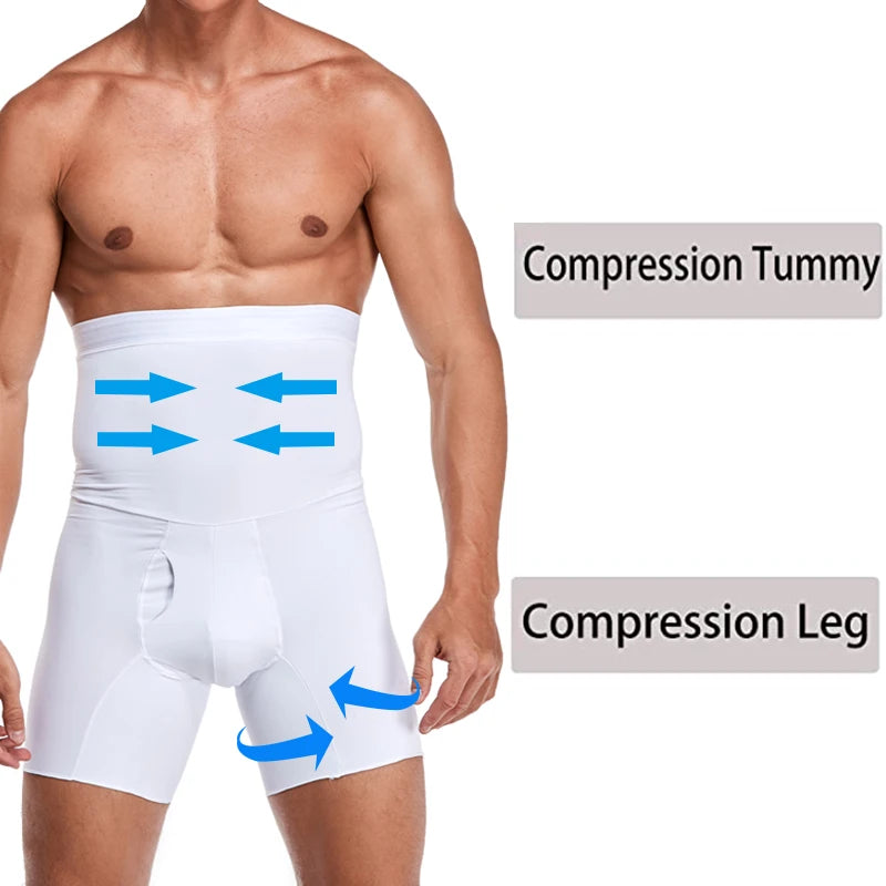 High Waist Compression Shorts – Tummy Control Body Shaper for Men
