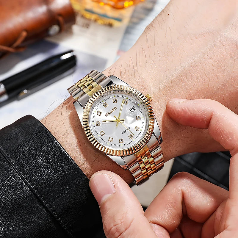 Full Steel Quartz Watch – Luxury Analog Wristwatch for Men