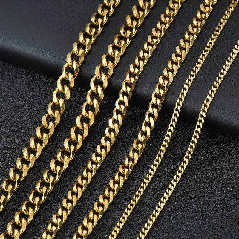 Stainless Steel Cuban Link Chain – 3-7mm Necklace for Men and Women