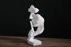 Abstract Thinker Resin Statue – Gold Silence Face Sculpture for Home Decor
