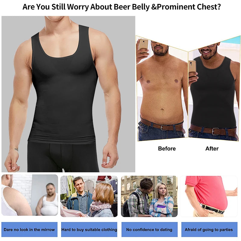 Compression Tank Top – Abdomen Slimming Body Shaper for Gynecomastia Support