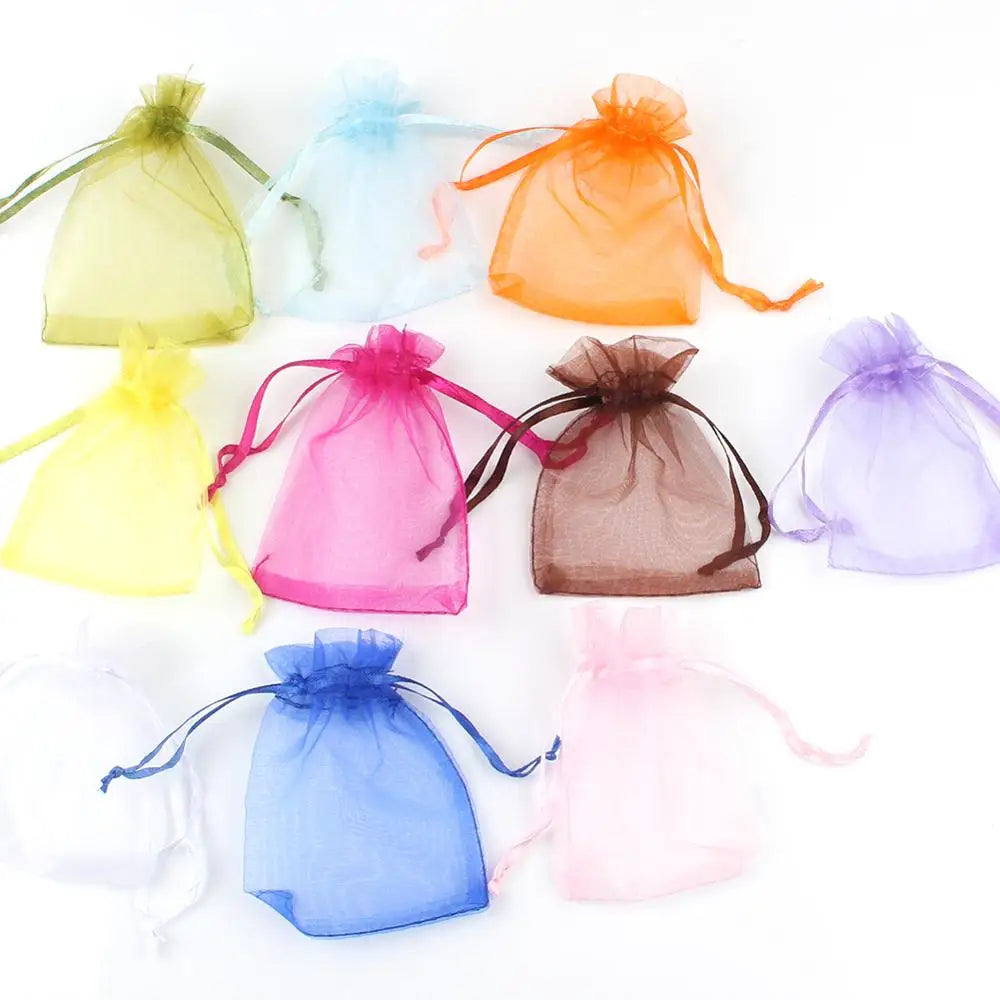 Organza Drawstring Pouches – Sheer Jewelry Gift Bags for Wedding Party Favors