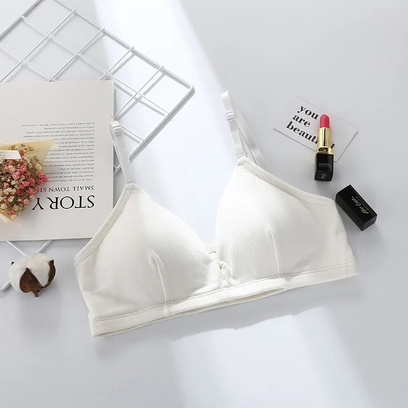 Seamless Cotton Push Up Bra – Wireless V-Neck Comfort Lingerie for Women