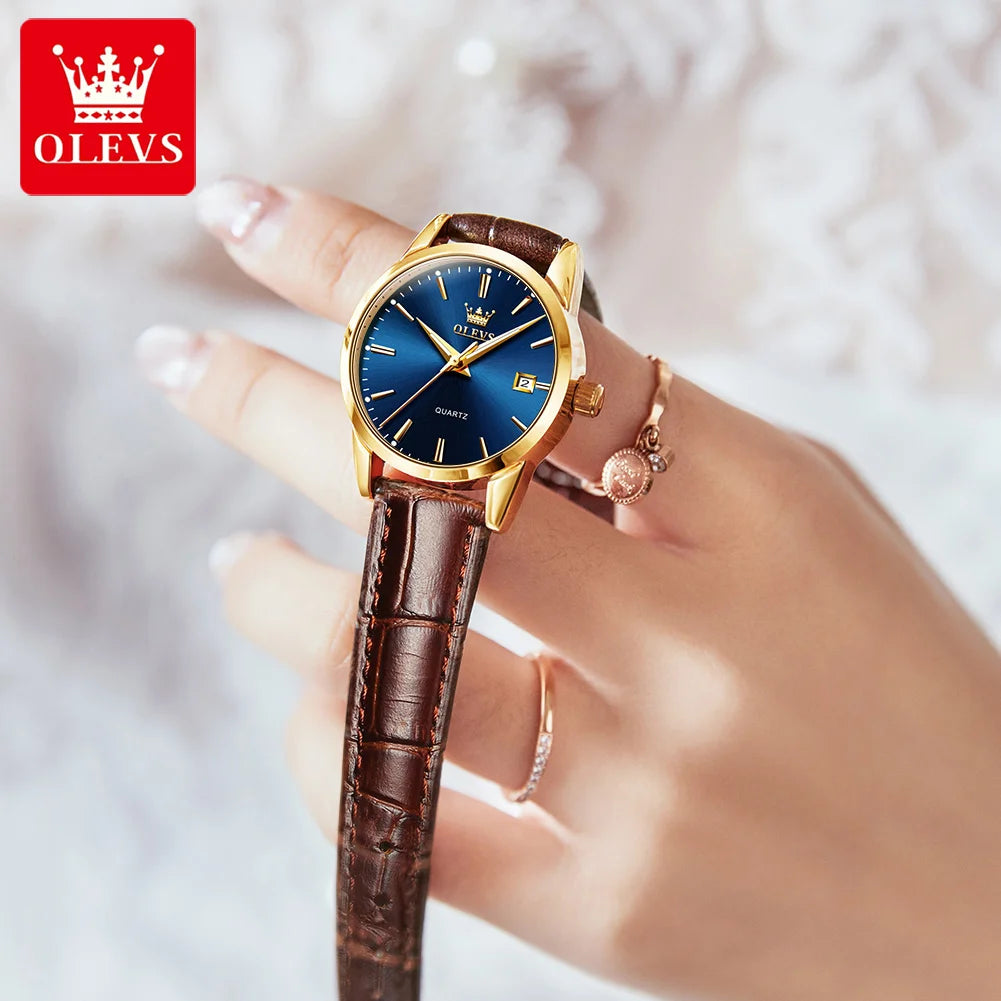 OLEVS Quartz Wristwatch – Leather Strap for Business Casual Wear