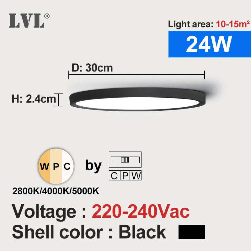 LED Ceiling Light – Wood Grain Golden Finish for Kitchen and Bedroom