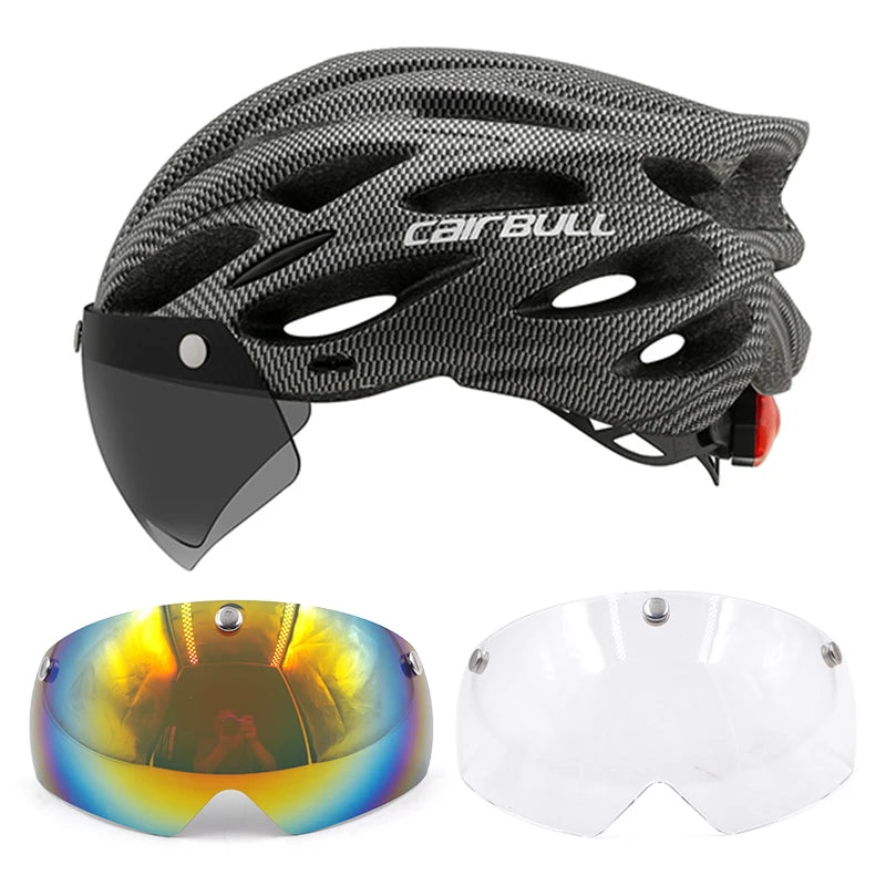 Adjustable Cycling Helmet – LED Light Visor for Road and Mountain Bike
