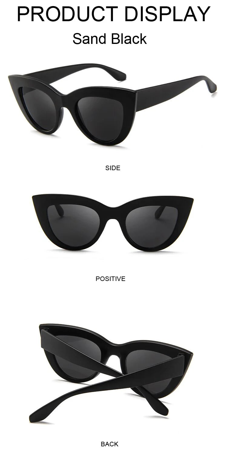 Retro Cat Eye Sunglasses – Oversized Plastic Frames for Women Fashion
