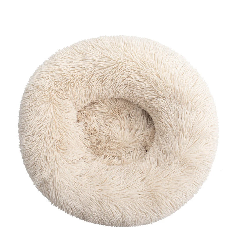 100cm Plush Donut Pet Bed – Calming Round Mat for Large Dogs and Cats