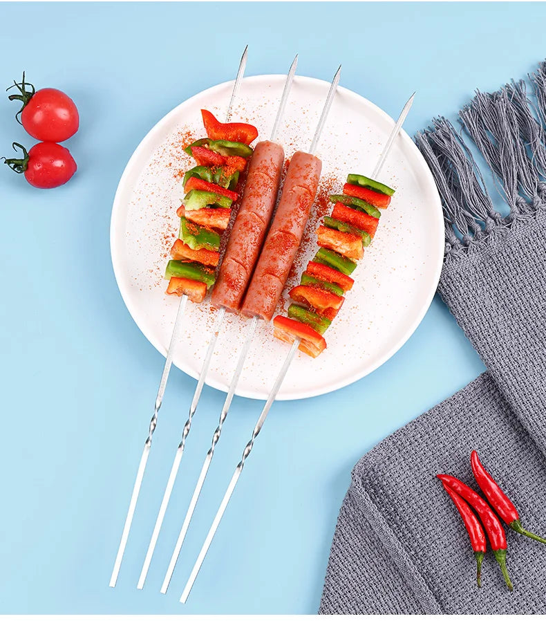 Stainless Steel Barbecue Skewers – Reusable Metal Kebabs for Outdoor Cooking