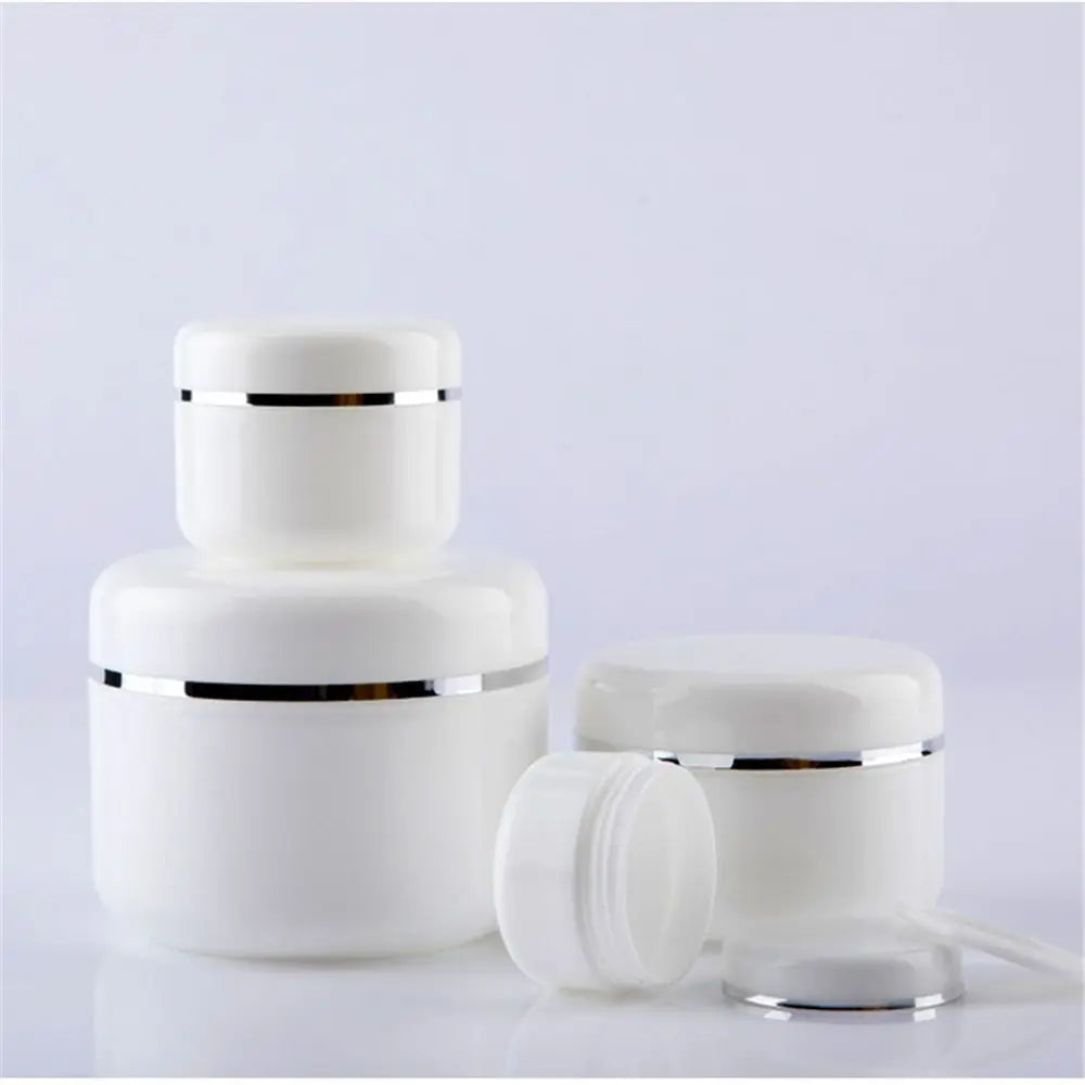 Refillable White Plastic Cosmetic Jar – Travel Size Container for Skincare
