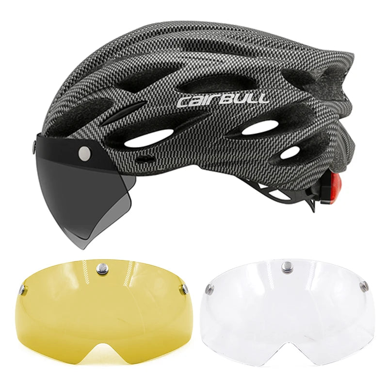 Adjustable Cycling Helmet – LED Light Visor for Road and Mountain Bike