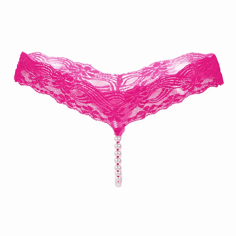 Lace G-String Thong – Pearl Back Bow Details for Sexy Lingerie