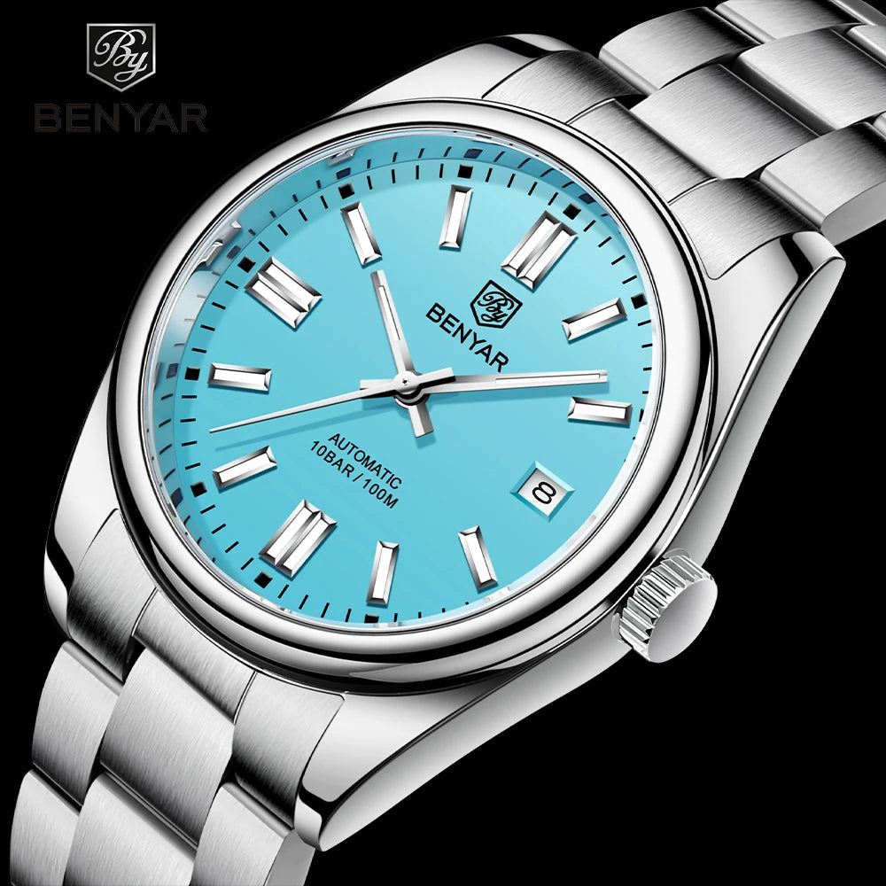 Stainless Steel Mechanical Watch – 10Bar Waterproof for Diving and Sports