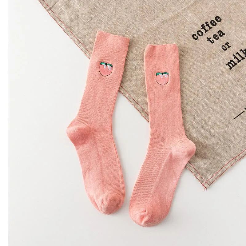 Novelty Food Print Crew Socks – Funny Cartoon Cotton Socks for Casual Wear