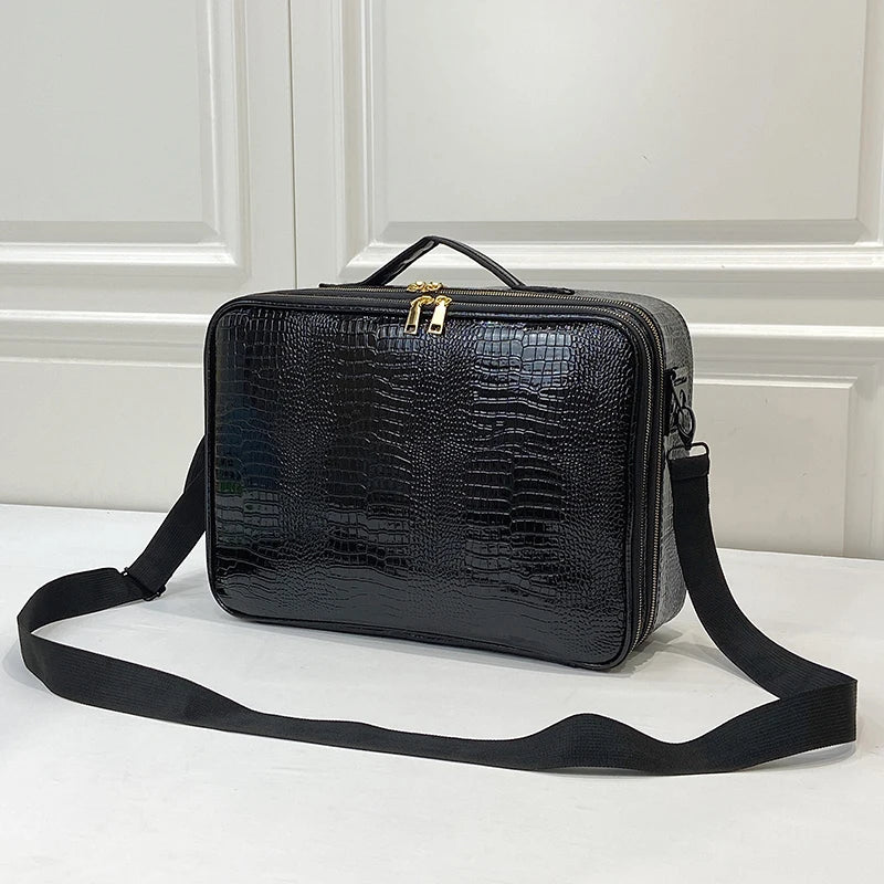 Large PU Leather Makeup Case – Professional Storage for Travel and Cosmetics