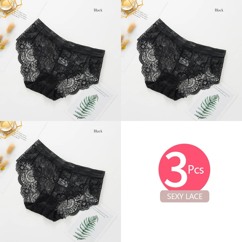 Seamless Lace Thong Panties – Low-Rise Cotton Crotch Lingerie for Women
