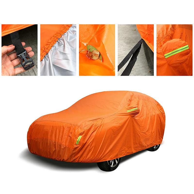Universal Orange Car Cover – Waterproof UV Protection for Outdoor Storage